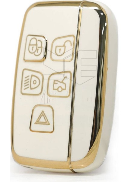 Lüx Land Rover Range Rover Vouge Uyumlu Sport Nano Anahtar Kılıfı Beyaz Gold Altın Renk