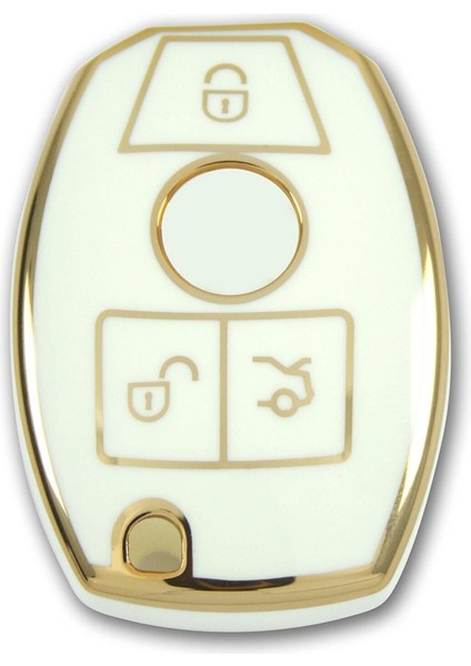 Lüx Mercedes Benz 2001-2016 Arası Be Tipi Nano Anahtar Kılıfı Beyaz Gold Altın Renk