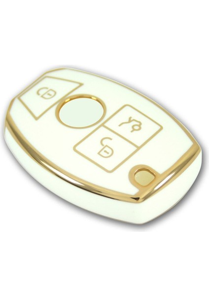 Lüx Mercedes Benz 2001-2016 Arası Be Tipi Nano Anahtar Kılıfı Beyaz Gold Altın Renk fırsatları