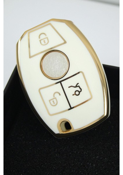 Lüx Mercedes Benz 2001-2016 Arası Be Tipi Nano Anahtar Kılıfı Beyaz Gold Altın Renk indirimleri