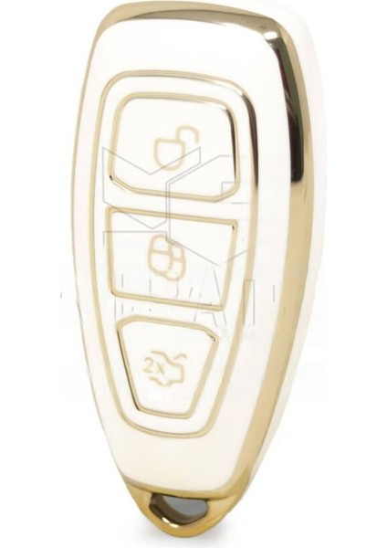 Lüx Ford Fiesta Kuga Mondeo Focus Bmax Cmax Smax Kuga Nano Anahtar Kılıfı Beyaz Gold Altın Renk