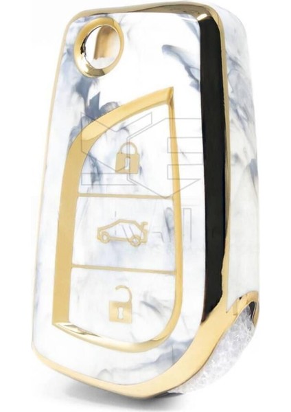 Toyota Corolla Auris Yaris Verso Avensis Aygo Hilüx Nano Anahtar Koruma Kılıfı Mermer Desenli