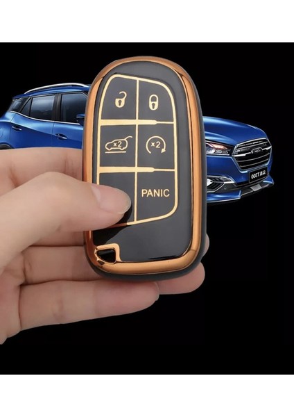 Lüx Jeep Dodge Renegade Grand Cherokee Chrysler Nano Anahtar Kılıfı Siyah Gold Altın Renk modelleri