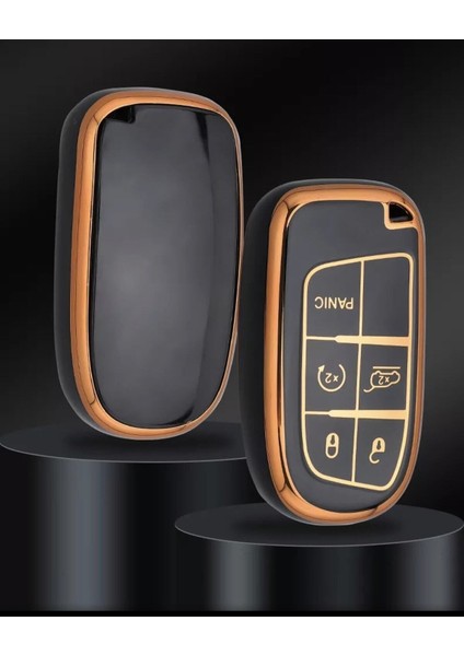 Lüx Fiat Egea Cross Uyumlu 500X 500L 5 Buton Nano Anahtar Kılıfı Siyah Gold Altın Renk fiyatları