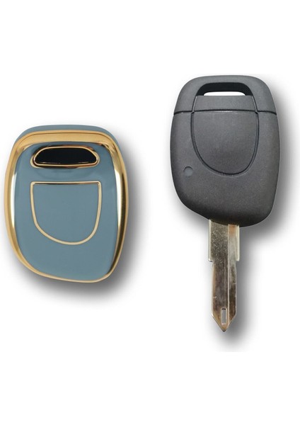 Lüx Renault Clio 1, 2, Kangoo 1 Buton Nano Anahtar Kılıfı Gri Gold Altın Renk 1.ci Kalite
