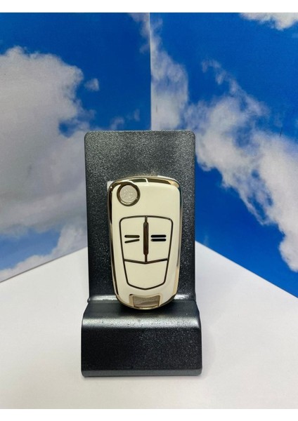 Opel 2 Sustalı Astra H Corsa D Silikon Anahtar Kılıfı Nana Beyaz