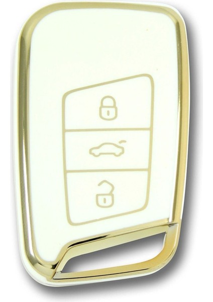 Lüx Volkswagen Passat B8 Smart Nano Beyaz Oto Anahtar Kumanda Kabı Kılıfı 1.ci Kalite