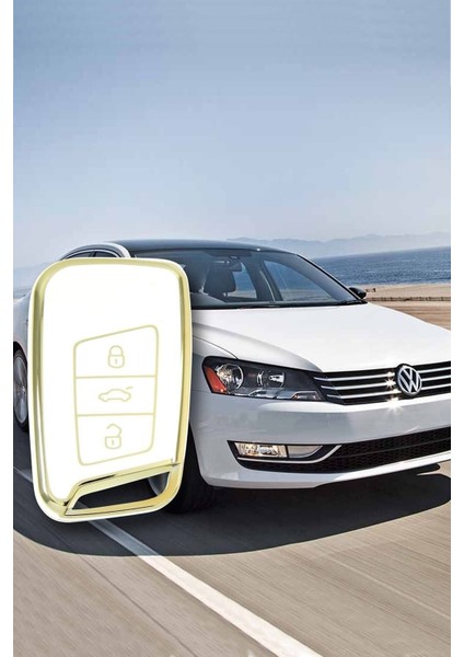 Lüx Volkswagen Passat B8 Smart Nano Beyaz Oto Anahtar Kumanda Kabı Kılıfı 1.ci Kalite fırsatları