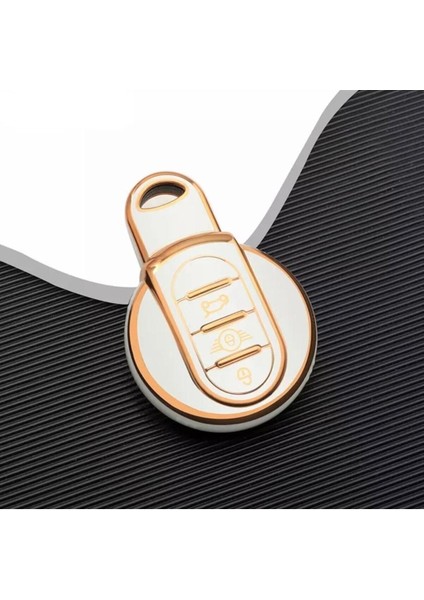 Lüx Mini Cooper Countryman Nano Anahtar Kılıfı Beyaz Gold Altın Renk 1.ci Kalite