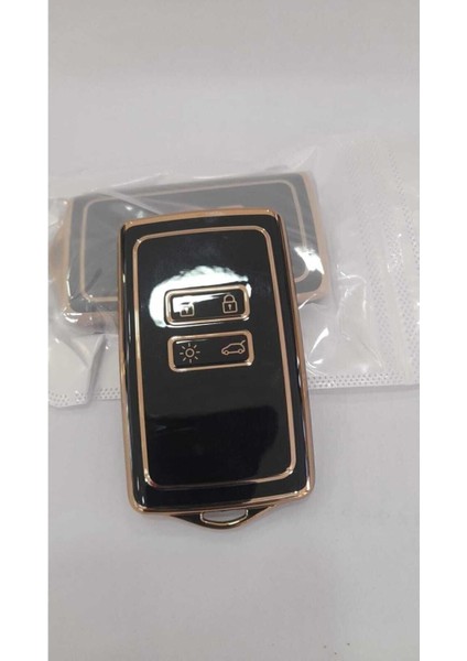 Lüx Renault Clio E-Tech Austral Megane E-Tech 4 Buton Nano Anahtar Kılıfı Siyah Gold Renk