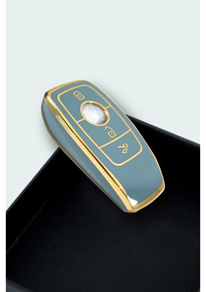 Lüx Mercedes Benz 2017-2020 Arası Fbs4 Tip Nano Anahtar Kılıfı Gri Gold Altın Renk 1.ci Kalite indirimleri