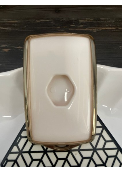 Lüx Renault Clio 5 Megane 4 Dacia Kadjar 4 Buton Nano Anahtar Kılıfı Beyaz Gold Renk fiyatları