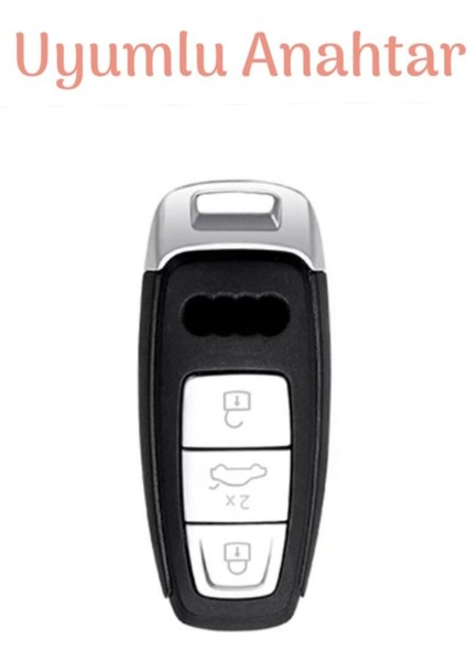 Lüx Audi A3 2021-2022 A6L A7 A8 Q8 E Tron C8 D5 Nano Anahtar Kılıfı Siyah Gold Altın Renk