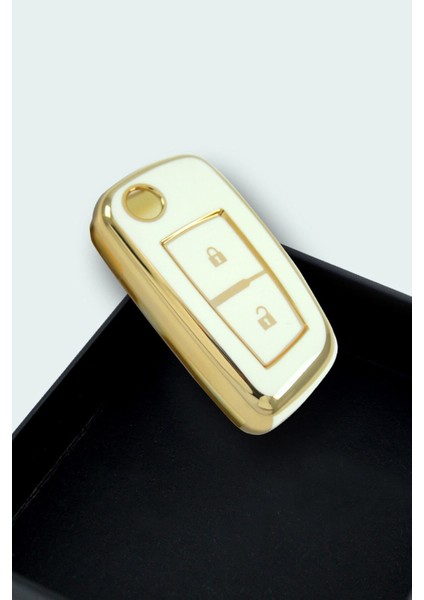 Lüx Nissan Qashqai, Juke, Micra Sustalı 2 Buton Nano Anahtar Kılıfı Beyaz Gold Renk 1 .ci Kalite indirimleri