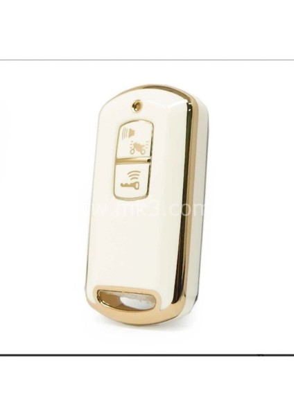 Lüx Honda Pcx 150 SH125 C125 Scooter Nano Anahtar Kılıfı Beyaz Gold Altın Renk 1.ci Kalite