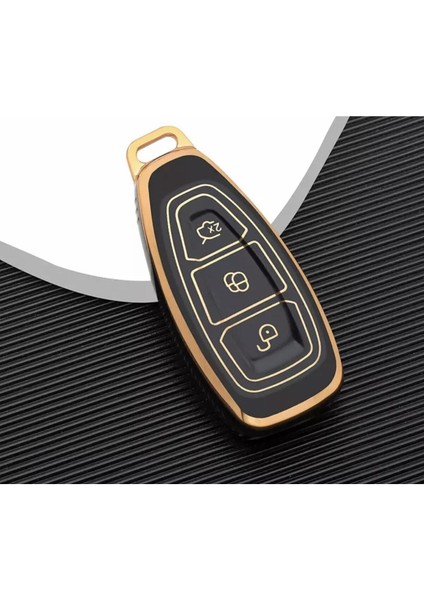 Lüx Ford Focus Fiesta Kuga Mondeo Smax Cmax Ecosport Nano Anahtar Kılıfı Siyah Gold Altın Renk