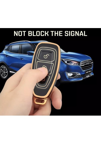 Lüx Ford Focus Fiesta Kuga Mondeo Smax Cmax Ecosport Nano Anahtar Kılıfı Siyah Gold Altın Renk fiyatları