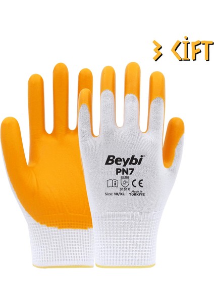 Polyester-Nitril Iş Eldiveni Pn7 No: 10 Sarı - 3 Çift