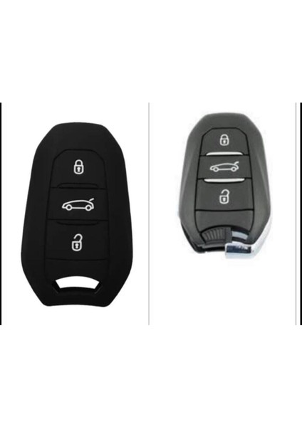 Peugeot 308 508 2008 3008 4008 5008 Rifter Silikon Anahtar Kılıfı Eller Serbest Siyah Renk