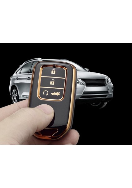 Honda Crv Hrv Accord 3+1 Buton Anahtar Kılıfı Siyah Gold Altın Renk modelleri
