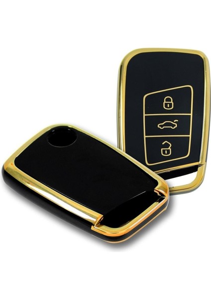 Volkswagen Passat B8 Smart Siyah Oto Anahtar Kumanda Kabı Kılıfı Siyah Gold Altın Renk modelleri