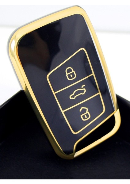 Volkswagen Passat B8 Smart Siyah Oto Anahtar Kumanda Kabı Kılıfı Siyah Gold Altın Renk indirimleri