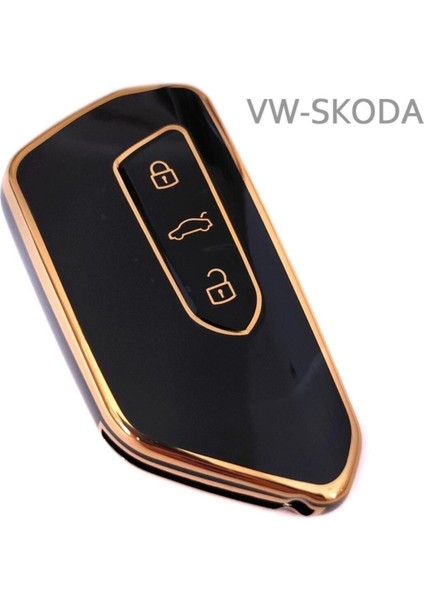 Golf 8 Kumanda Kılıfı Seat Skoda Siyah Gold Altın Renk