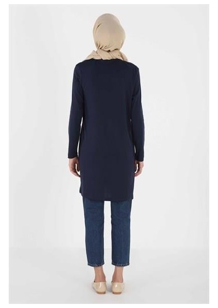 1451_NAKIŞLI Basic Tesettür Tunik Lacivert modelleri