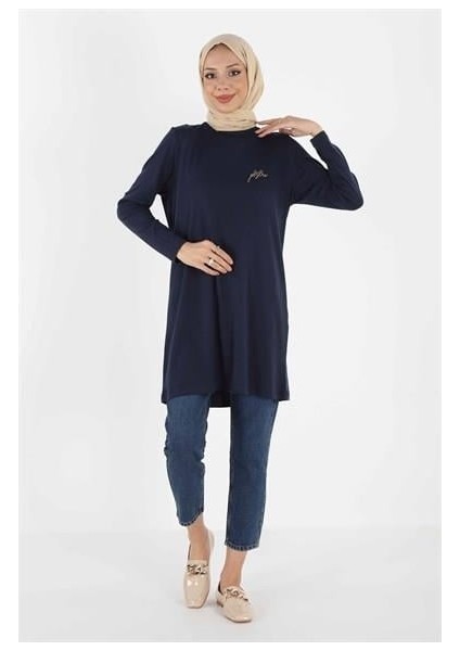 1451_NAKIŞLI Basic Tesettür Tunik Lacivert fırsatları