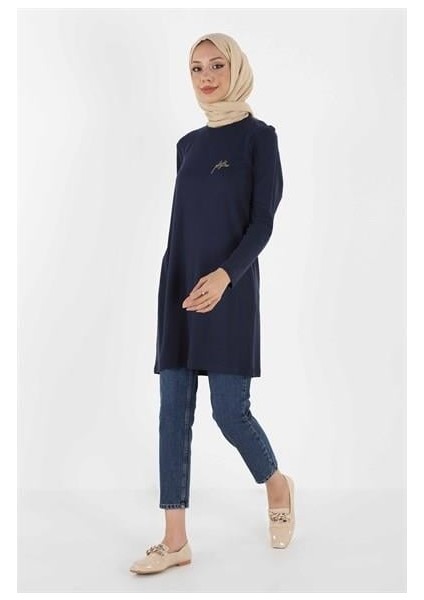 1451_NAKIŞLI Basic Tesettür Tunik Lacivert indirimleri