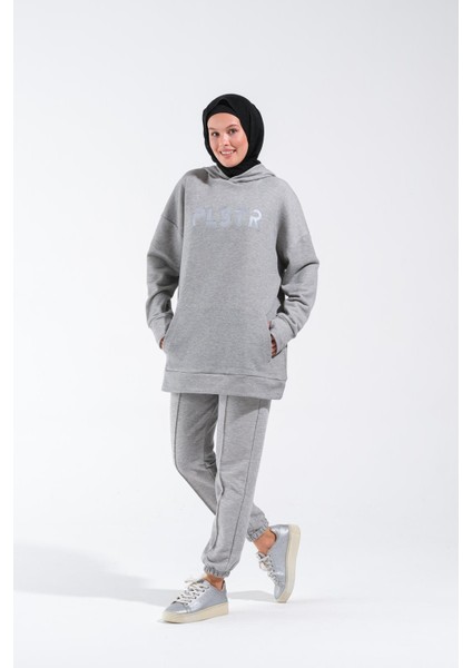 1596_PLISTRE Nakışlı Oversize Tesettür Sweatshirt