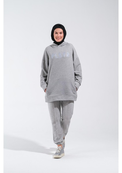 1596_PLISTRE Nakışlı Oversize Tesettür Sweatshirt