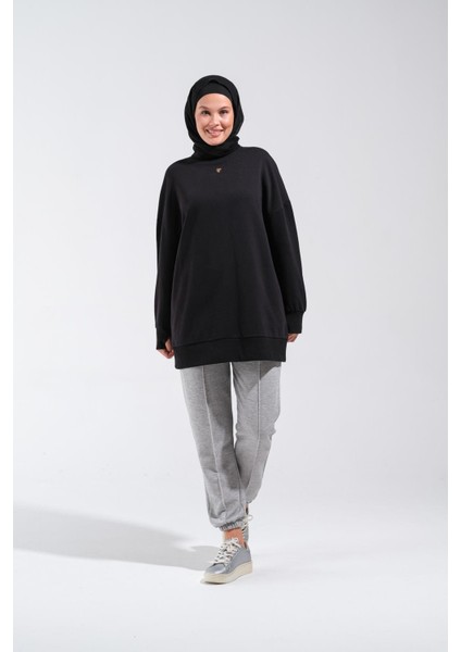 2225_OVERSIZE Bisiklet Yakalı Sweatshirt