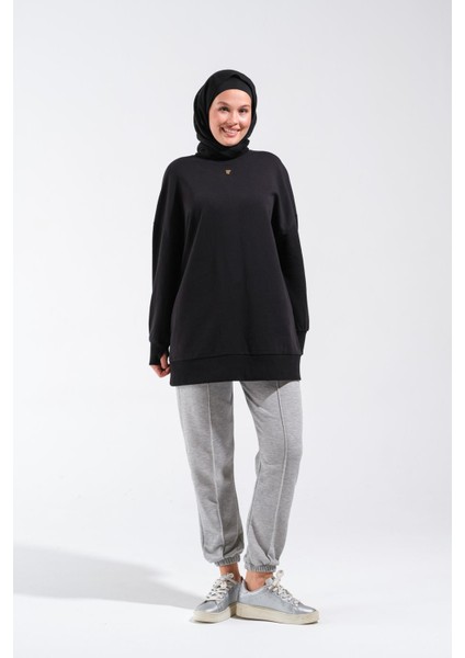 2225_OVERSIZE Bisiklet Yakalı Sweatshirt
