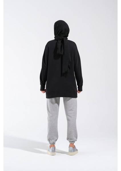 2225_OVERSIZE Bisiklet Yakalı Sweatshirt