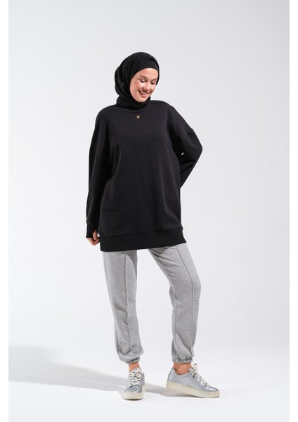 2225_OVERSIZE Bisiklet Yakalı Sweatshirt