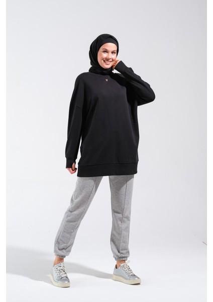2225_OVERSIZE Bisiklet Yakalı Sweatshirt