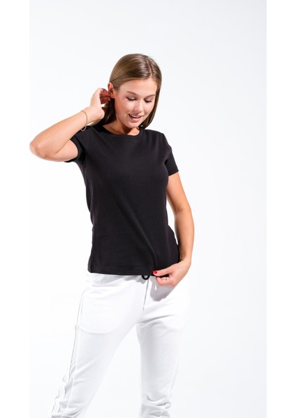 724103_KADIN Esnek Kısa Kollu Tshirt