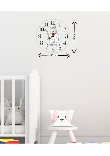 Ahşap Baskılı Renkli Kedi Temalı Modern Duvar Saati 30x30 fiyatları