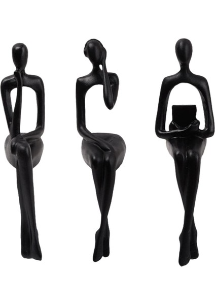 3 Oturan Düşünen Soyut Figürler Raf Üstü Heykel (Yurt Dışından) modelleri