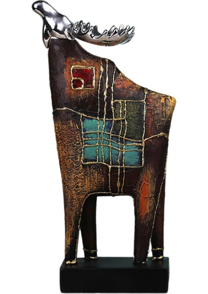 GeyikEl Sanatları Süsü Geyik Dekorasyonu Kitaplık Iç Mekan Masa Üstü 17X11.5X34.5 cm Heykel (Yurt Dışından)