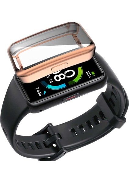 - Huawei Band 7 - Kasa Koruyucu ve Ekran Koruyucu Silikon - Gard 09 - Rose Gold - T23932 modelleri