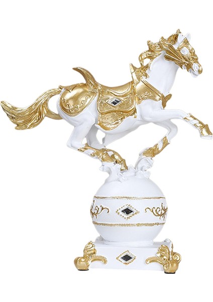 Reçine At Tv Sehpası Hayvan Reçine Malzeme At Süsü 24 Parça27X11 cm Beyaz ve Heykel (Yurt Dışından)