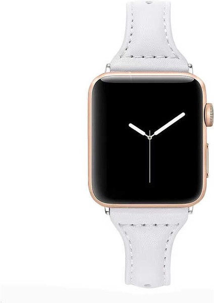 - Apple Watch 38mm - Kordon Deri Kordon KRD-28 - Beyaz