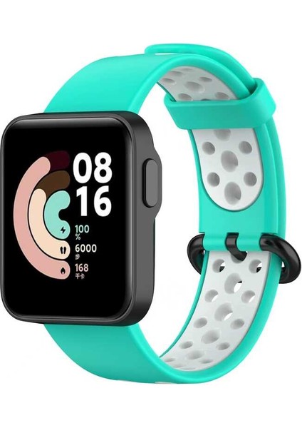 - Xiaomi Redmi Watch 2 Lite - Kordon Silikon Strap Kayış - KRD-02 - Yeşil-Beyaz - T23527