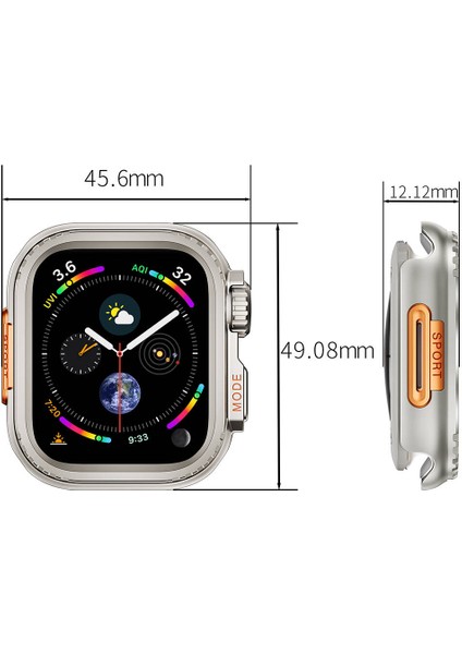 - ​​​Apple Watch 7 45mm Modelini ​​​Apple Watch Ultra 49mm e Dönüştüren - Kasa Dönüştürücü - Gard 33 - Siyah - T32814 modelleri