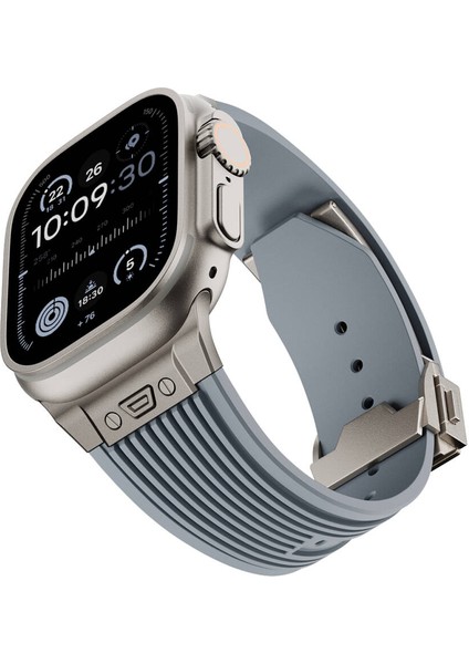 - ​​​Apple Watch Ultra 49mm - Kordon Spor Görünümlü Silikon Kordon - KRD-113 - Gri - T31810 modelleri
