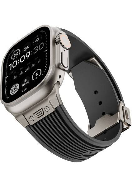 - ​​​Apple Watch Ultra 49mm - Kordon Spor Görünümlü Silikon Kordon - KRD-113 - Gri - T31810 fırsatları