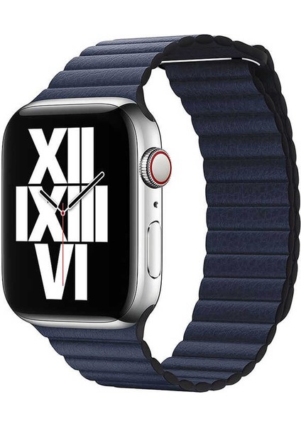 - Apple Watch 44mm - Kordon Deri Lop Kordon KRD-09 - Kırmızı