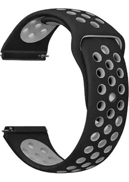 - Huawei Watch GT 3 42mm 20mm - Kordon Silikon Strap Kayış - KRD-02 - Siyah-Gri - T21157